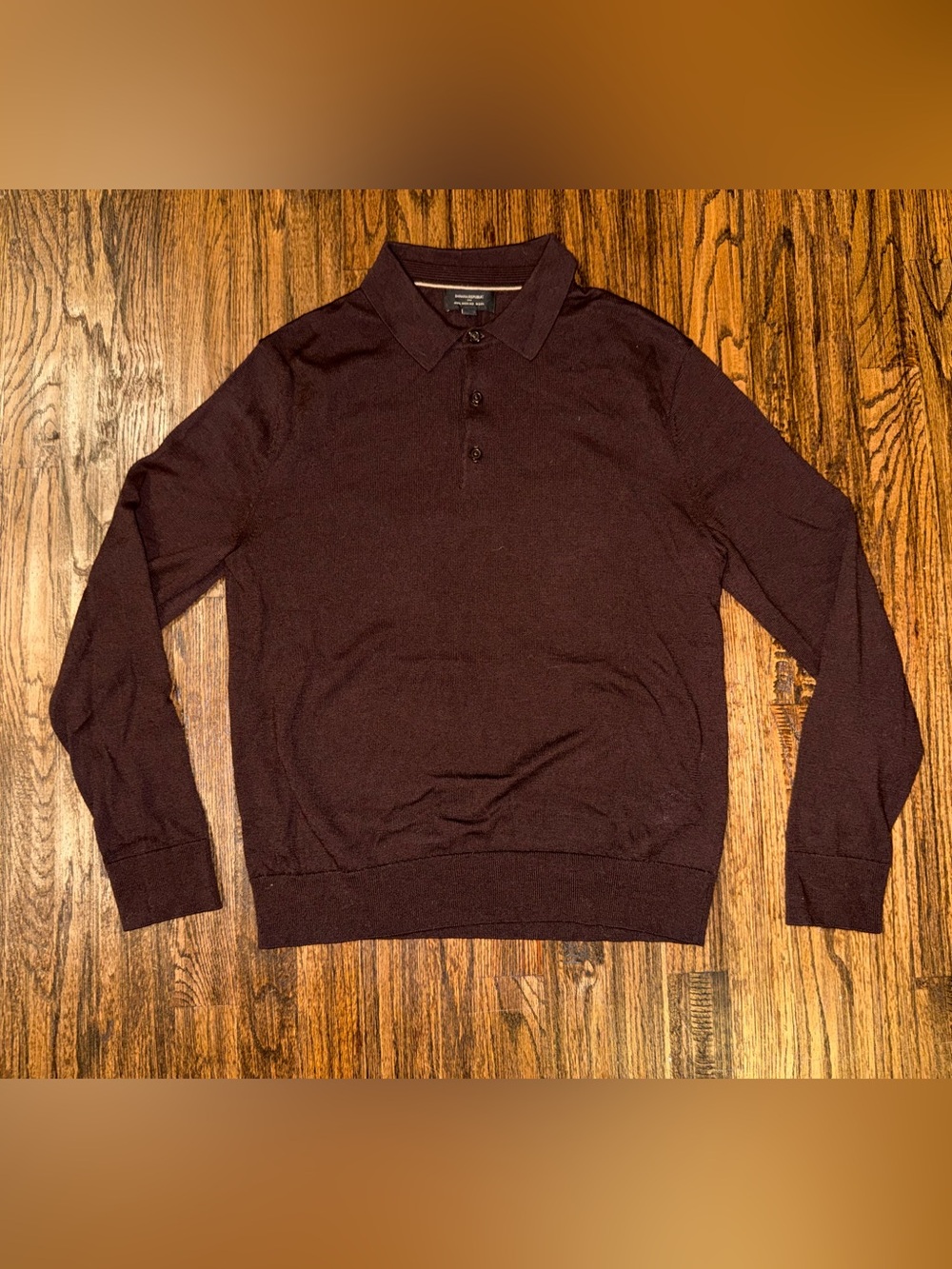 Banana Republic Merino Wool Knit Long-Sleeve Sweater Polo Brown Size Medium